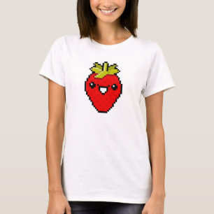 Pixel-Kunst-niedliche Erdbeere T-Shirt