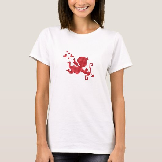 Pixel-Kunst-niedlicher Amor T-Shirt (Vorderseite)