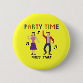Pixel-Kunst-Party-Zeit-Knopf Button (Vorderseite)
