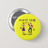 Pixel-Kunst-Party-Zeit-Knopf Button (Vorne & Hinten)