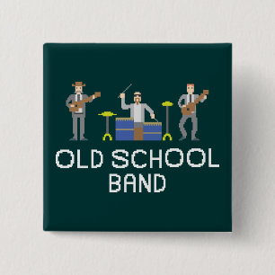 Pixel-Kunst - Power-Trio - weiße Buchstaben - Button