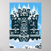 Pixel-Kunst, Schloss und Schnee | AI Art Poster (Vorne)