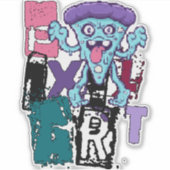 Pixel-Kunst und blaues Monster Aufkleber (Vorderseite)