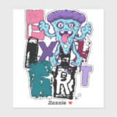Pixel-Kunst und blaues Monster Aufkleber (Blatt)