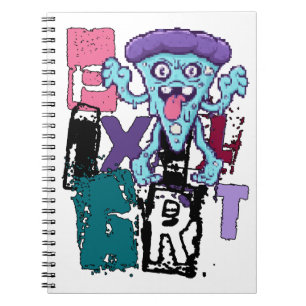 Pixel-Kunst und blaues Monster Notizblock