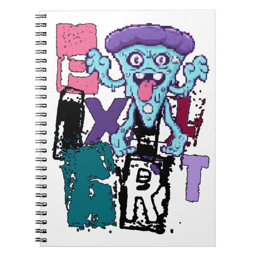Pixel-Kunst und blaues Monster Notizblock (Vorderseite)