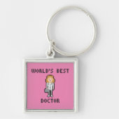 Pixel-Kunst-weiblicher Doktor Keychain Schlüsselanhänger (Vorne)