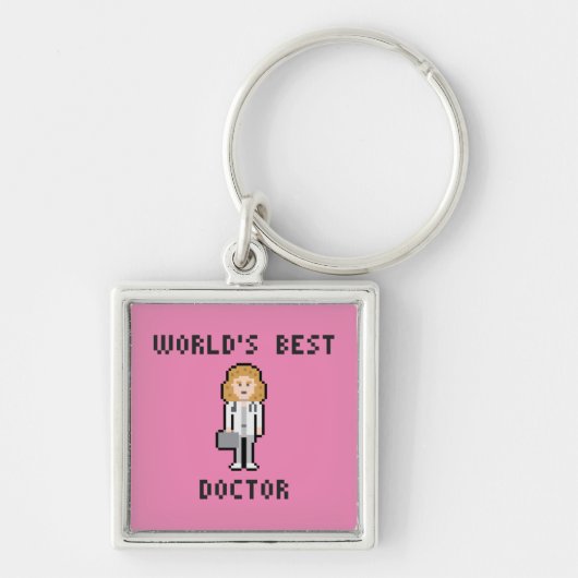 Pixel-Kunst-weiblicher Doktor Keychain Schlüsselanhänger (Vorne)