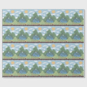 Pixel-Landhaus-Landschaftsmuster Geschenkpapier (Flach)