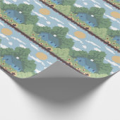 Pixel-Landhaus-Landschaftsmuster Geschenkpapier (Ecke)