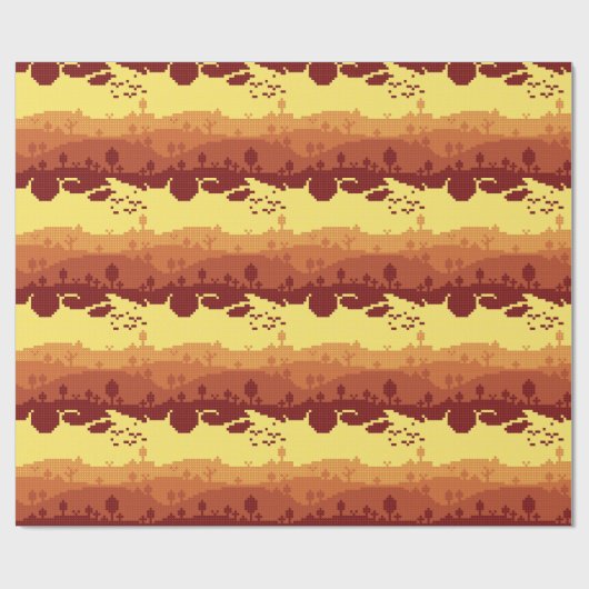 Pixel Landscape Pattern Geschenkpapier (Flach)