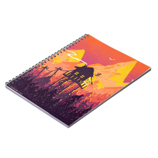 Pixel-Landschaft mit Bergen Notizblock (Linke Seite)