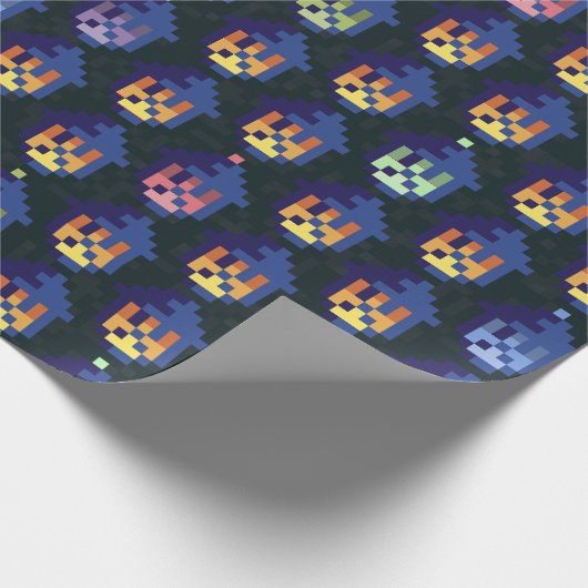 Pixel-Laternen-Nachtmuster Geschenkpapier (Ecke)