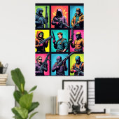 Pixel Legends Pop Art Poster – Comic-Raster (Heimbüro)