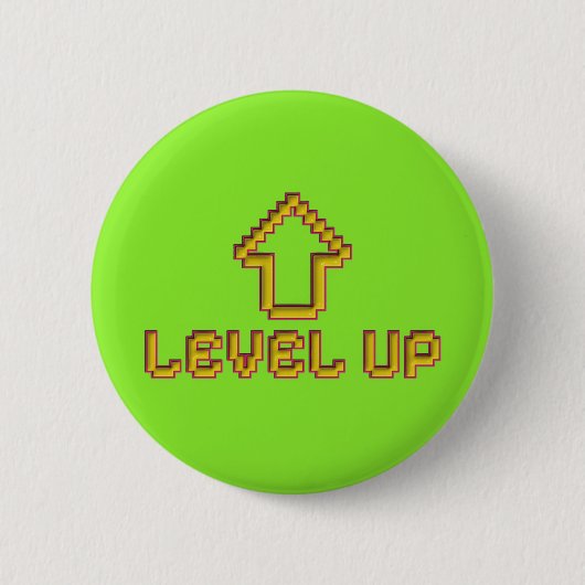 Pixel Level Up Gamer Pin - Limettengrün Button (Vorderseite)
