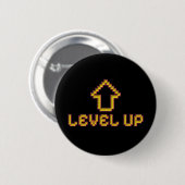 Pixel Level Up Gamer Pin - Schwarz Button (Vorne & Hinten)
