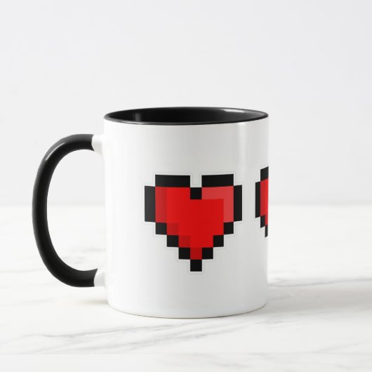Pixel-Liebesherz Tasse (Links)