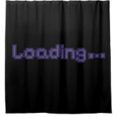 Pixel Loading Gamer Duschvorhang - Lila & Schwarz (Vorderseite)