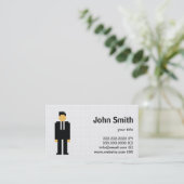 Pixel-Mann in der schwarzen Anzugs-Visitenkarte Visitenkarte (Stehend Vorderseite)