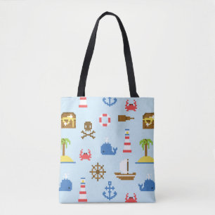 Pixel-Meeres-Kunstmuster Tasche