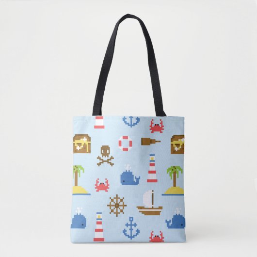 Pixel-Meeres-Kunstmuster Tasche (Vorderseite)
