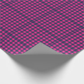 Pixel Mini Buffalo Check Pink Blue Geschenkpapier (Ecke)