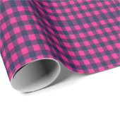 Pixel Mini Buffalo Kariert Pink Blau Geschenkpapier (Rolleneckpunkt)