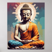 Pixel Modern Art farbenfroher Buddha Poster (Vorne)