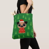 Pixel Mops Niedlich Weihnachtsfeiertag Hund Tasche (Von Nahem)
