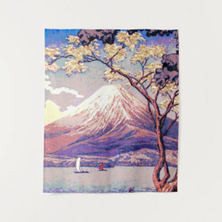 Pixel Mt. Fuji aus dem See Yamanaka in Dusk Poster Wandteppich