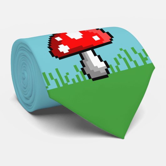 Pixel Mushroom Meadow-Krawatte Krawatte (Gerollt)