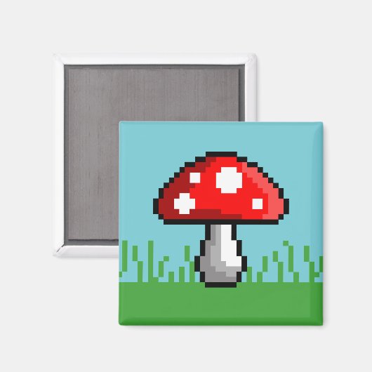 Pixel Mushroom Meadow Magnet (Vorderseite/Rückseite)