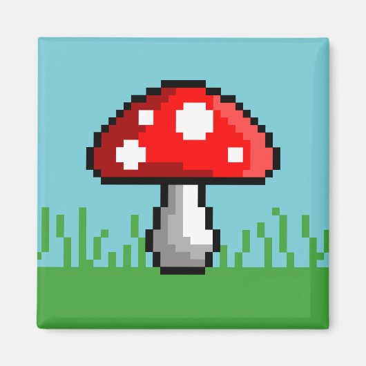 Pixel Mushroom Meadow Magnet (Vorne)