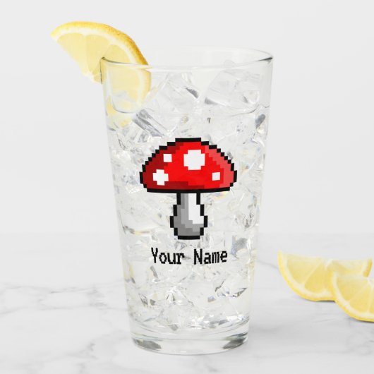 Pixel Mushroom Name Glass Glas (Vorderseite Ice)