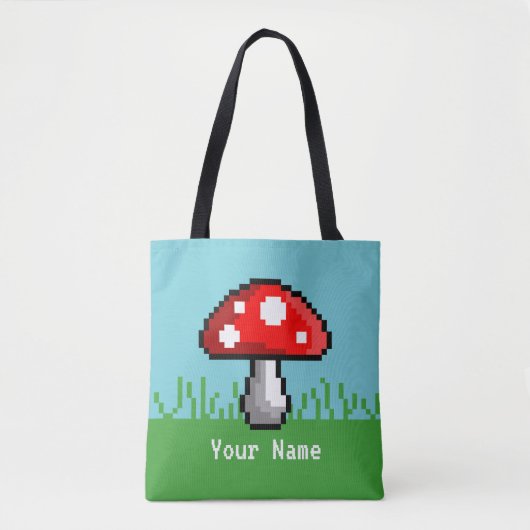 Pixel-Mushroom-Wiese-Totasche Tasche (Vorderseite)