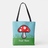 Pixel-Mushroom-Wiese-Totasche Tasche (Rückseite)