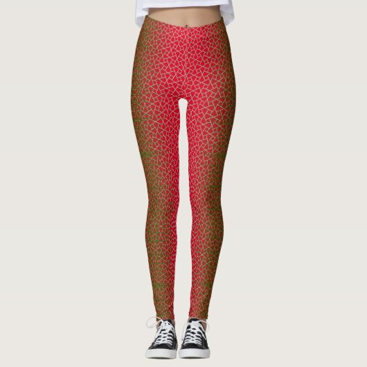 Pixel Muster 01.GRN.bw Red BG Leggings (Vorderseite)