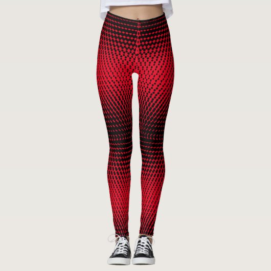 Pixel Muster 09.B.w. Red BG Leggings (Vorderseite)