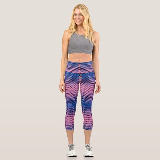 Pixel Muster 09.BBLK.w Pink BG Capri Leggings (Vorderseite)