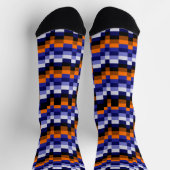 Pixel-Muster-Crew-Socken - Blues, Orange & Earth Socken (Oben)