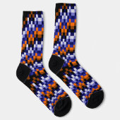 Pixel-Muster-Crew-Socken - Blues, Orange & Earth Socken (Rechts)