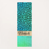 Pixel Neon Green Leopard Personalisiert Yogamatte (Vorderseite)