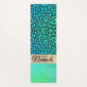 Pixel Neon Green Leopard Personalisiert Yogamatte (Rückseite)