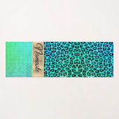 Pixel Neon Green Leopard Personalisiert Yogamatte (Vorderseite (Horizontal))
