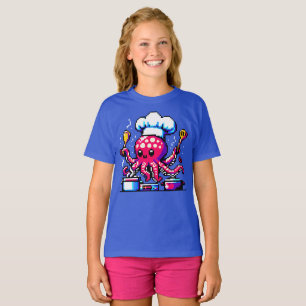 Pixel Octopus Koch Funny Cooking & Seafood Design T-Shirt