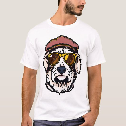 Pixel Old English Sheepdog T-Shirt (Vorderseite)
