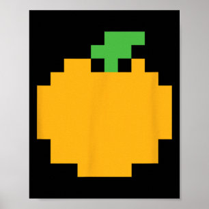 Pixel Orange 80er Videospiel Halloween Einfache Gr Poster