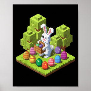 Pixel Oster Bunny Video Gamer Egg Jagd Spaß Boy Poster