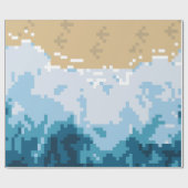 Pixel-Ozeanwellen und Ufermuster Geschenkpapier (Flach)