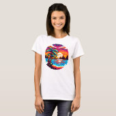 Pixel Paradies: 8-Bit-Tropical Sunset Retro-Natur T-Shirt (Vorne ganz)
